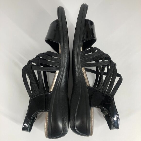 ECCO Black Patent Leather & Elastic Straps Sandals Sz 40 - Picture 5 of 15